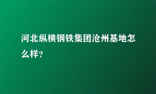 河北纵横钢铁集团沧州基地怎么样？