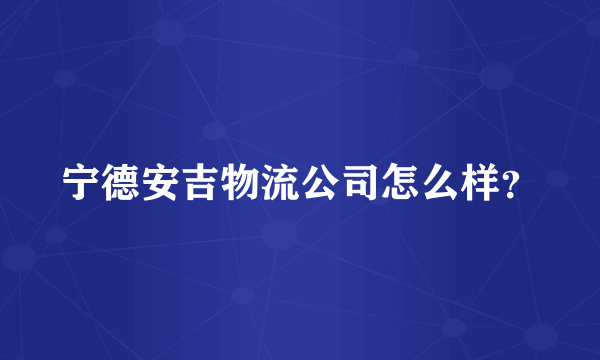 宁德安吉物流公司怎么样？