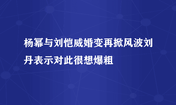 杨幂与刘恺威婚变再掀风波刘丹表示对此很想爆粗