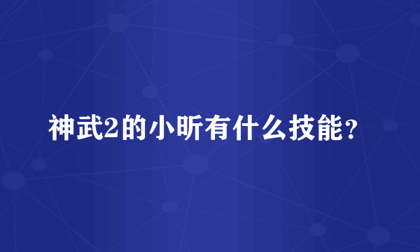 神武2的小昕有什么技能？