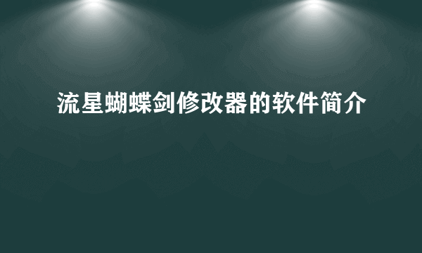 流星蝴蝶剑修改器的软件简介