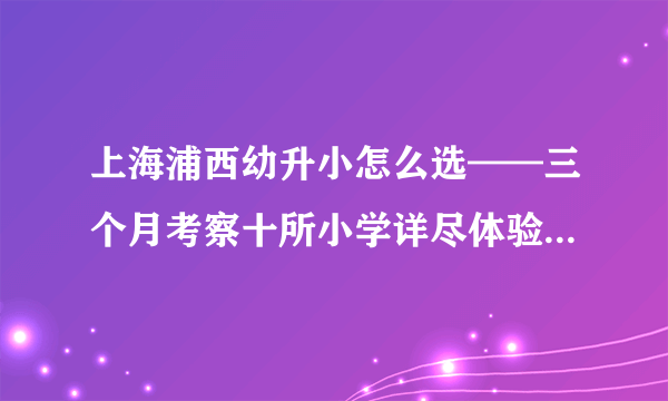 上海浦西幼升小怎么选——三个月考察十所小学详尽体验报告（上）