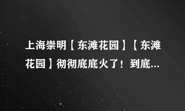 上海崇明【东滩花园】【东滩花园】彻彻底底火了！到底值不值得买？图文解析！