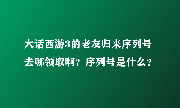 大话西游3的老友归来序列号去哪领取啊？序列号是什么？