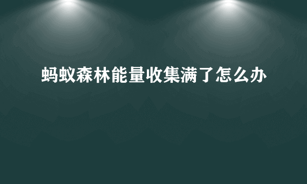 蚂蚁森林能量收集满了怎么办