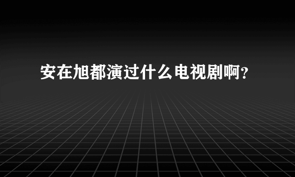 安在旭都演过什么电视剧啊？