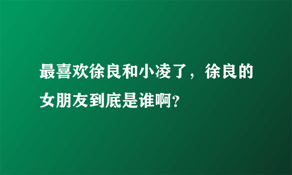 最喜欢徐良和小凌了，徐良的女朋友到底是谁啊？