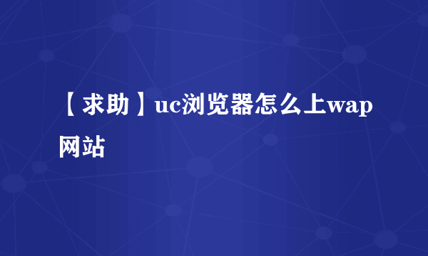 【求助】uc浏览器怎么上wap网站