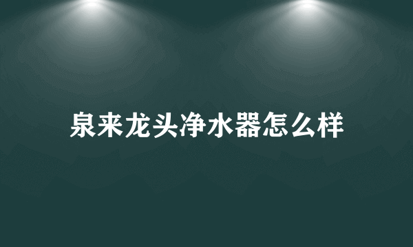 泉来龙头净水器怎么样