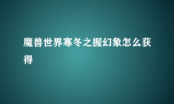 魔兽世界寒冬之握幻象怎么获得