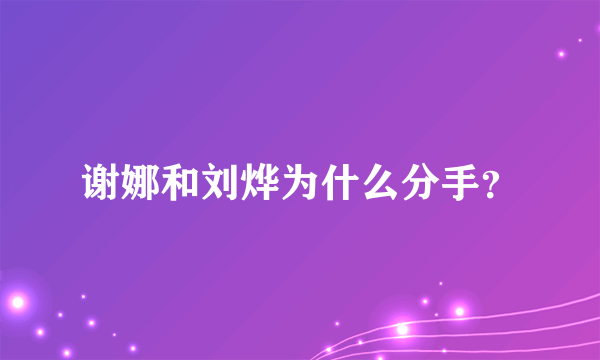 谢娜和刘烨为什么分手？