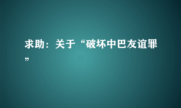 求助：关于“破坏中巴友谊罪”