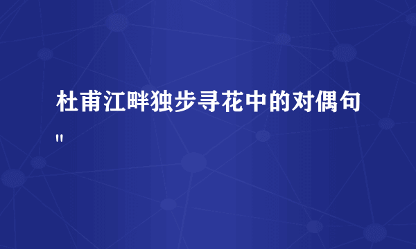 杜甫江畔独步寻花中的对偶句