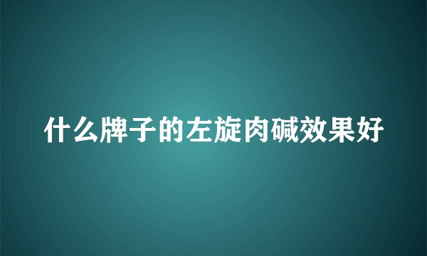 什么牌子的左旋肉碱效果好