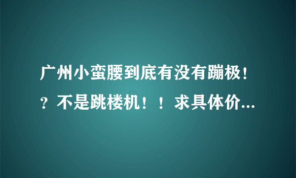 广州小蛮腰到底有没有蹦极！？不是跳楼机！！求具体价格、具体要求。谢谢！