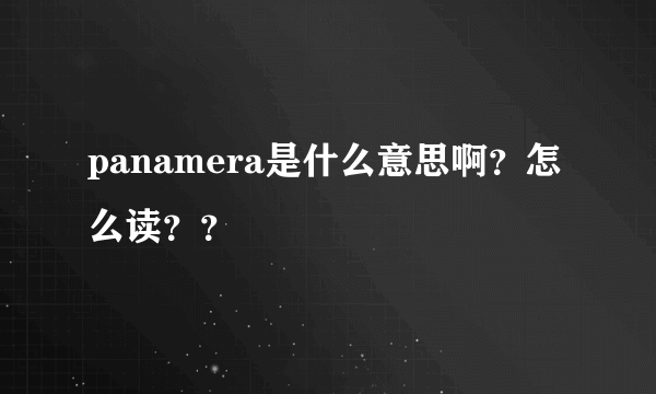 panamera是什么意思啊？怎么读？？