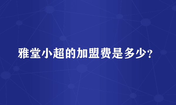 雅堂小超的加盟费是多少？