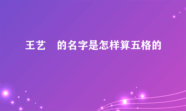 王艺燚的名字是怎样算五格的