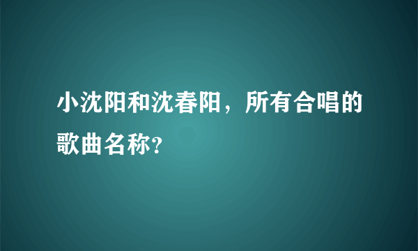 小沈阳和沈春阳，所有合唱的歌曲名称？