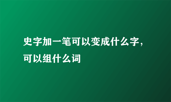 史字加一笔可以变成什么字，可以组什么词