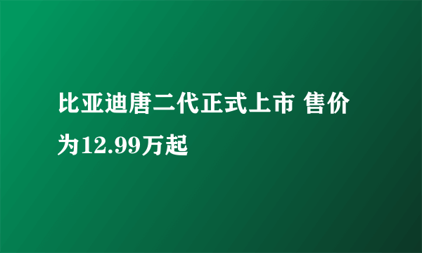 比亚迪唐二代正式上市 售价为12.99万起