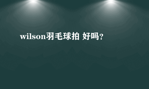 wilson羽毛球拍 好吗？