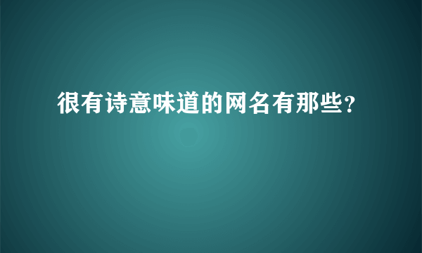 很有诗意味道的网名有那些？