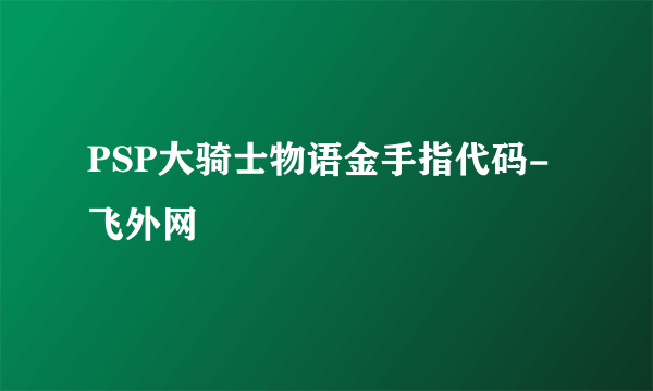 PSP大骑士物语金手指代码-飞外网