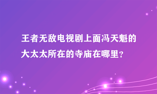 王者无敌电视剧上面冯天魁的大太太所在的寺庙在哪里？