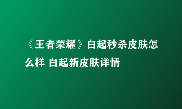 《王者荣耀》白起秒杀皮肤怎么样 白起新皮肤详情