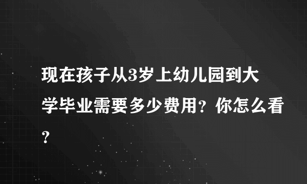 现在孩子从3岁上幼儿园到大学毕业需要多少费用？你怎么看？