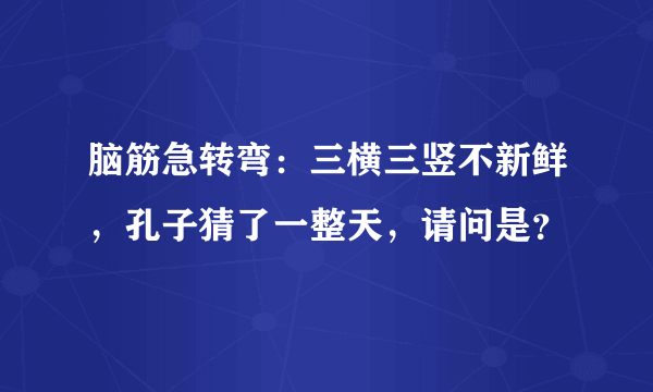 脑筋急转弯：三横三竖不新鲜，孔子猜了一整天，请问是？