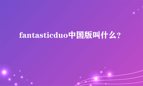 fantasticduo中国版叫什么？