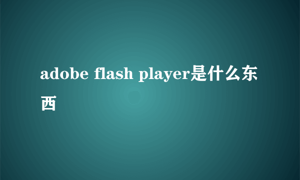 adobe flash player是什么东西