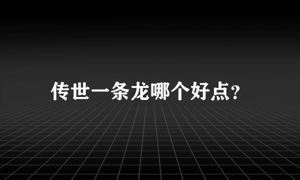 传世一条龙哪个好点？