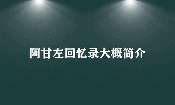 阿甘左回忆录大概简介