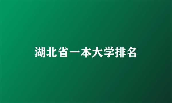 湖北省一本大学排名