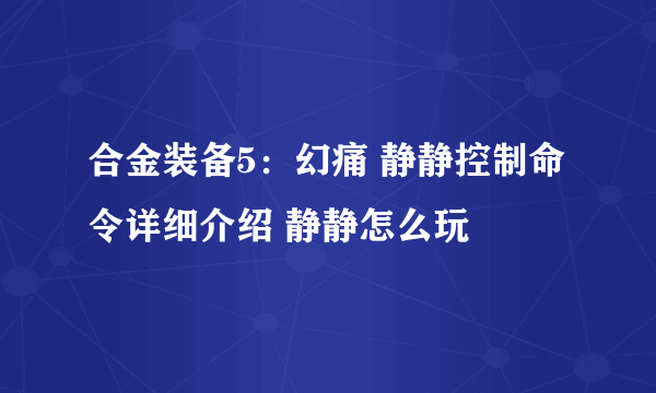 合金装备5：幻痛 静静控制命令详细介绍 静静怎么玩