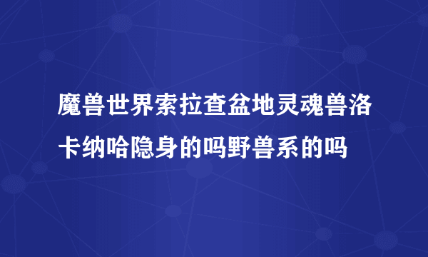 魔兽世界索拉查盆地灵魂兽洛卡纳哈隐身的吗野兽系的吗