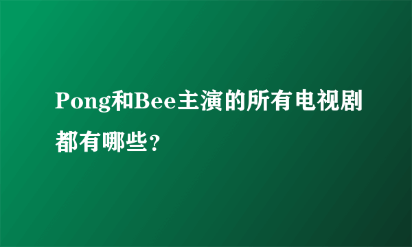 Pong和Bee主演的所有电视剧都有哪些？