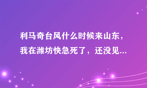 利马奇台风什么时候来山东，我在潍坊快急死了，还没见台风长啥样呢。