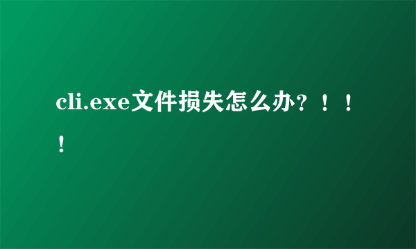 cli.exe文件损失怎么办？！！！