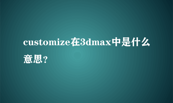 customize在3dmax中是什么意思？