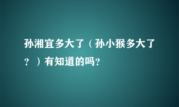 孙湘宜多大了（孙小猴多大了？）有知道的吗？