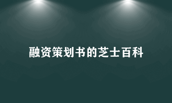 融资策划书的芝士百科