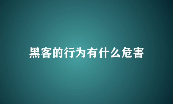 黑客的行为有什么危害