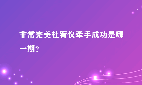 非常完美杜宥仪牵手成功是哪一期？