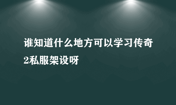 谁知道什么地方可以学习传奇2私服架设呀