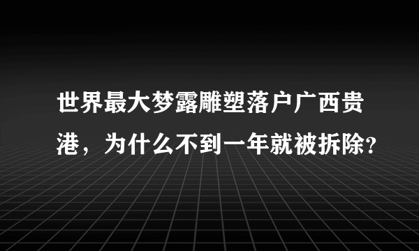 世界最大梦露雕塑落户广西贵港，为什么不到一年就被拆除？