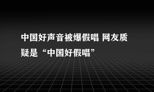 中国好声音被爆假唱 网友质疑是“中国好假唱”